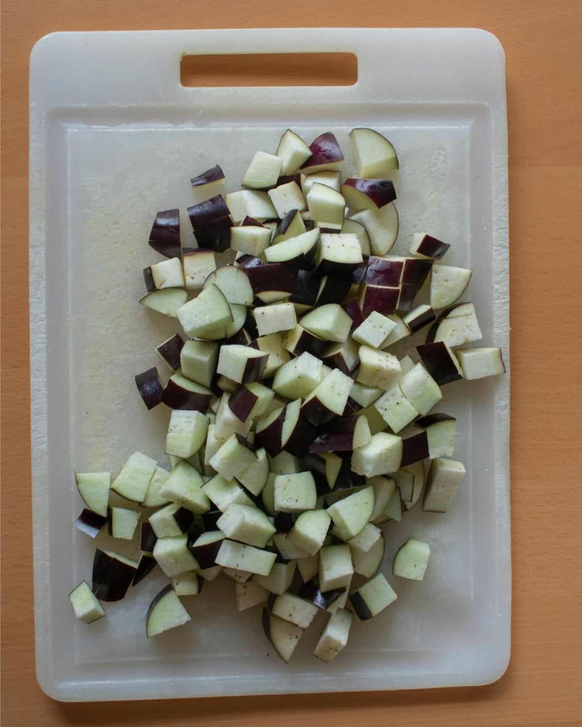 Eggplants cut in cubes