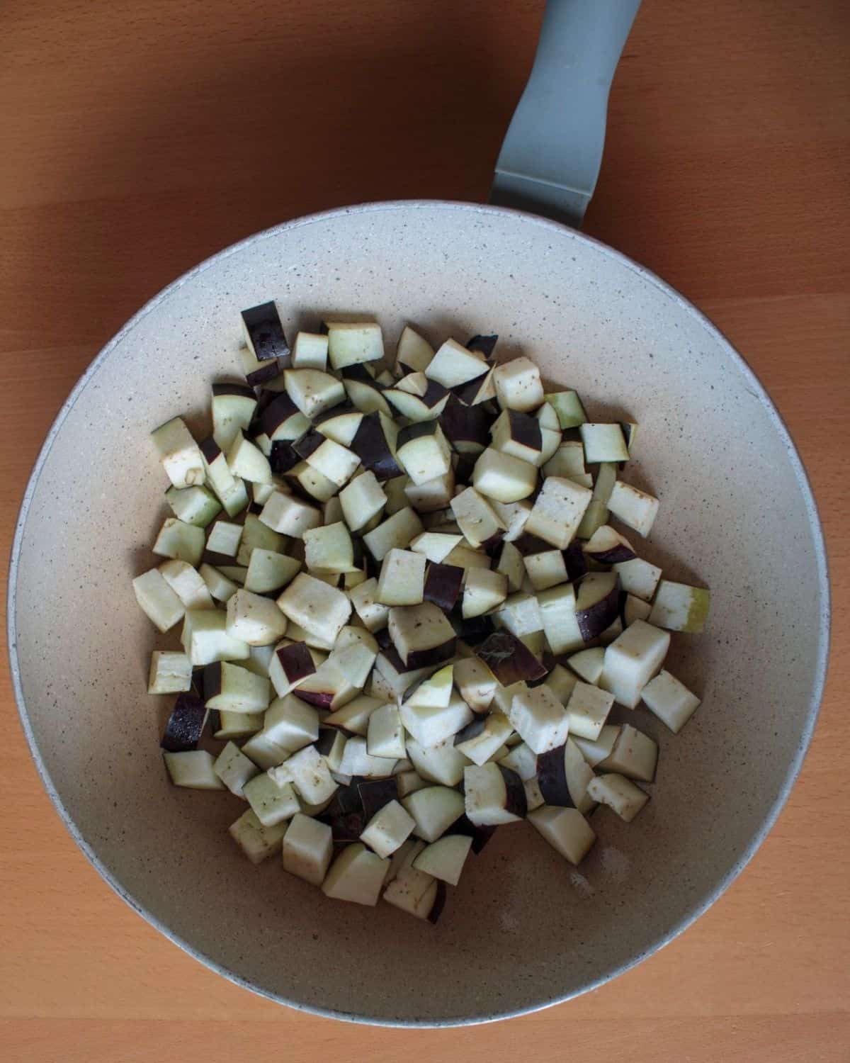 Add eggplants to the pan